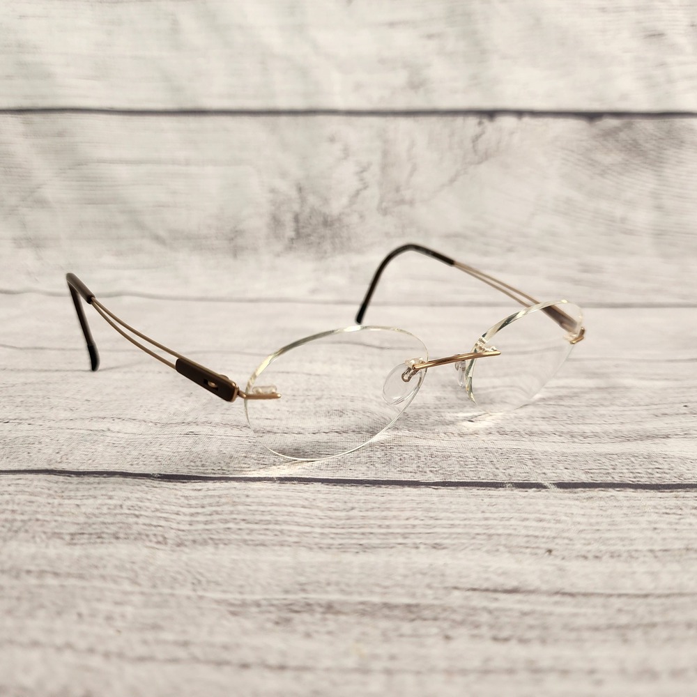 Silhouette Titan Rimless Eyeglasses Gold Brown Oval 7661 20 6052 Austria 140mm